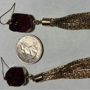 Druzy Agate Tassel Earrings